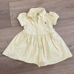 Ralph Lauren Yellow and White Striped Button Down Collared Dress size 6 months